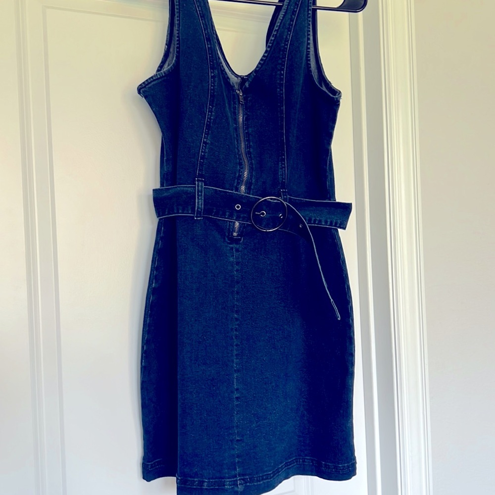 Denim Mini Belted Dress Size M